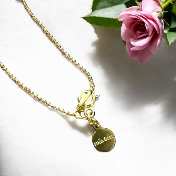 Stella & Dot Gold Plated 30” Chain Necklace and Pave Horn Charm - Picture 3 of 11